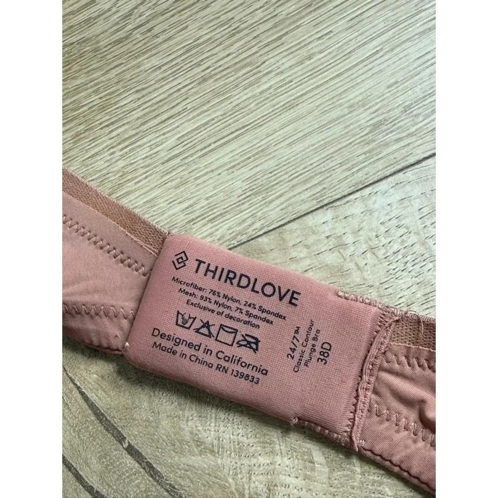 ThirdLove 24/7 Classic Contour Plunge Bra Mesh Underwire Lined‎ Taupe size 38D